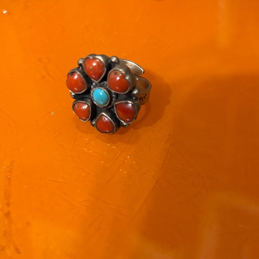 Source Unknown Red And Blue Silver Ring - image 1